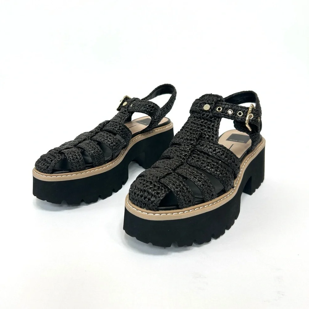 Dolce Vita Lasly Platform Fisherman Sandal in Onyx Knit, Size 8.5